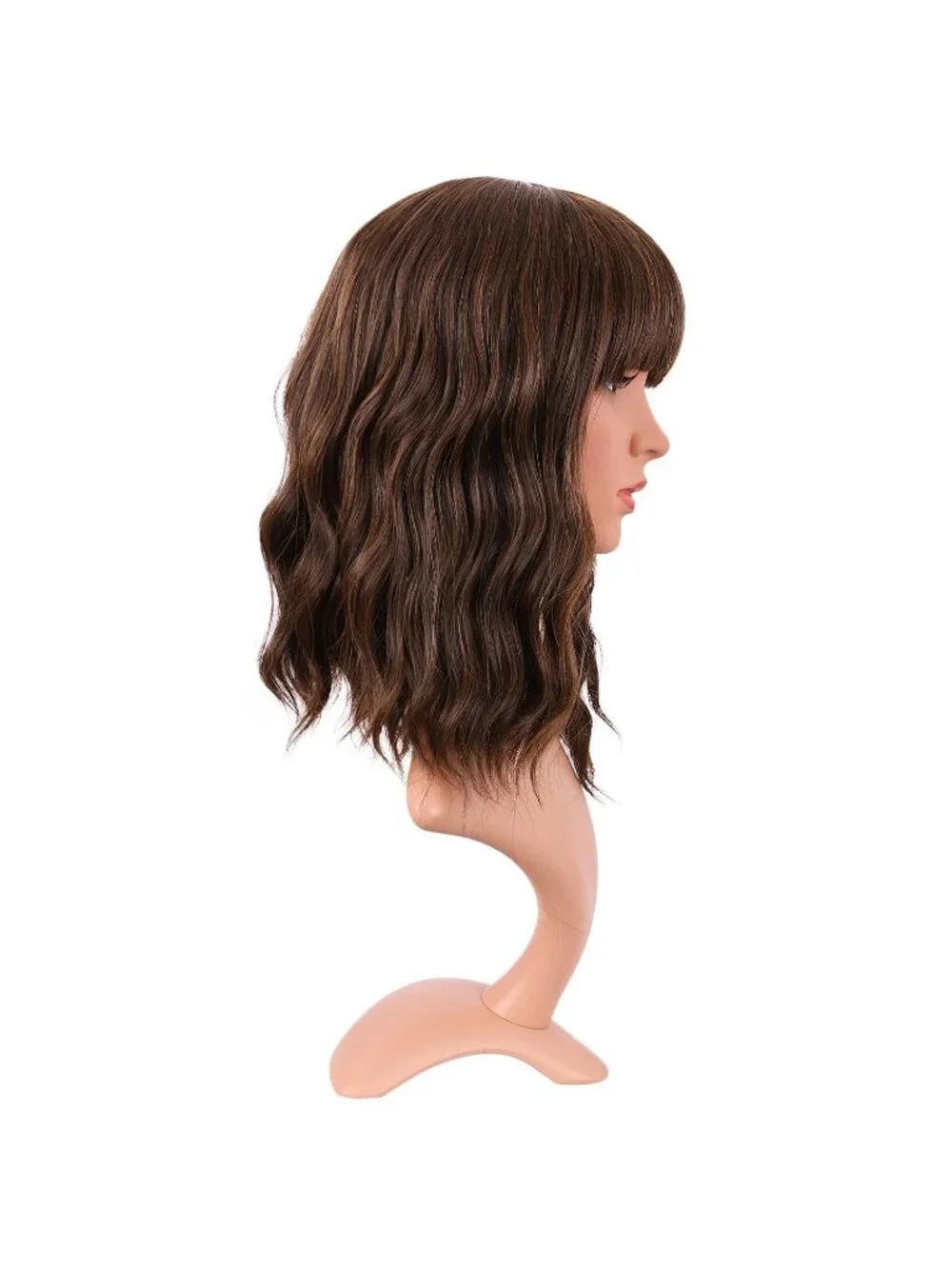 Women's Brown 14 Inch Fresh Bright Synthetic Ordinary Short Wavy Curly Wigs